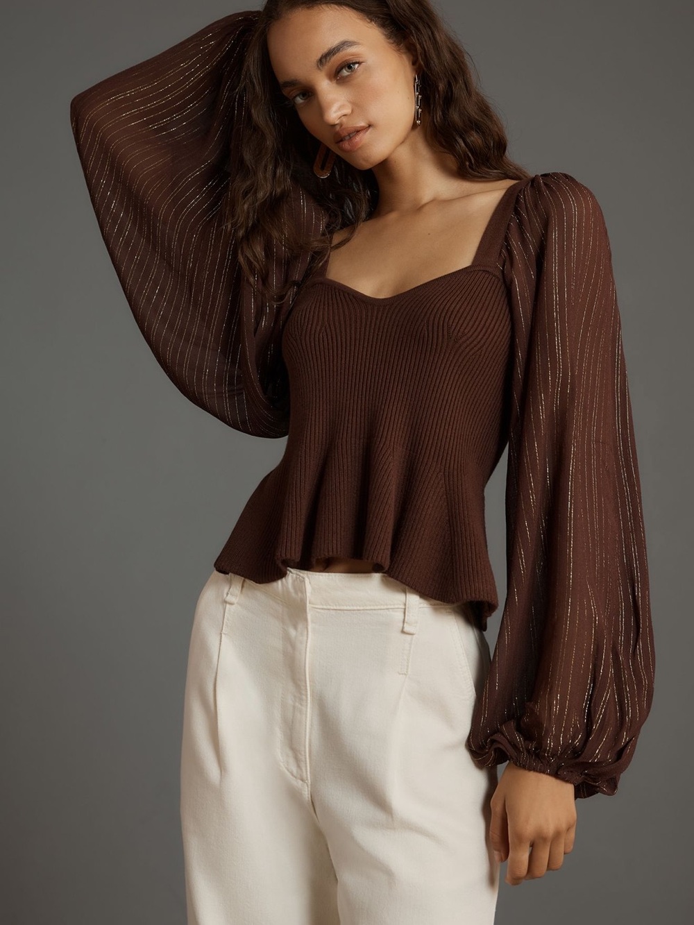 Bl-nk Peplum Twofer Sweater